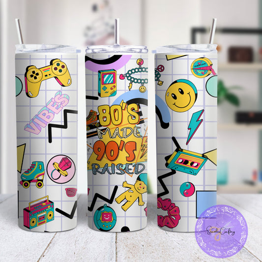 Personalised 90s & 80s throwback thermal tumbler, 20 oz 80s, 90s retro style, Hot or Cold drinks cup, 80s, 90s babies unique gifts