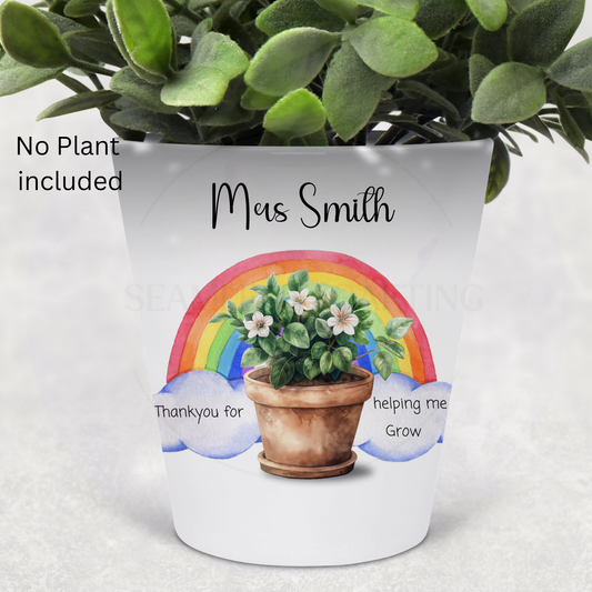 Personalised Teacher Plant Pot Gift | Thank You for Helping Me Grow Flower Pot | Custom Name Teacher Gift Nursery Planter