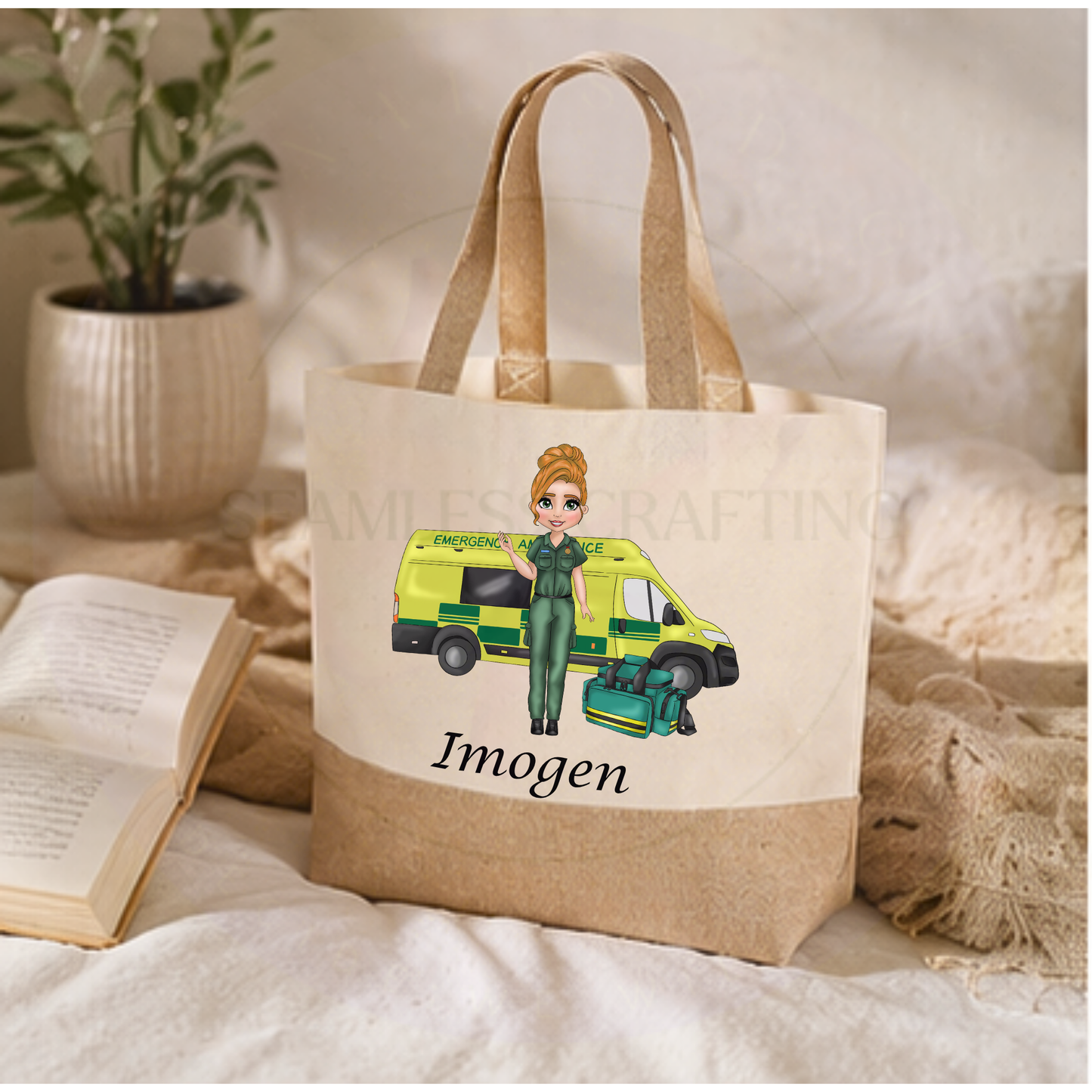personalised paramedic jute bag gift packaging style custom name tote healthcare worker present idea