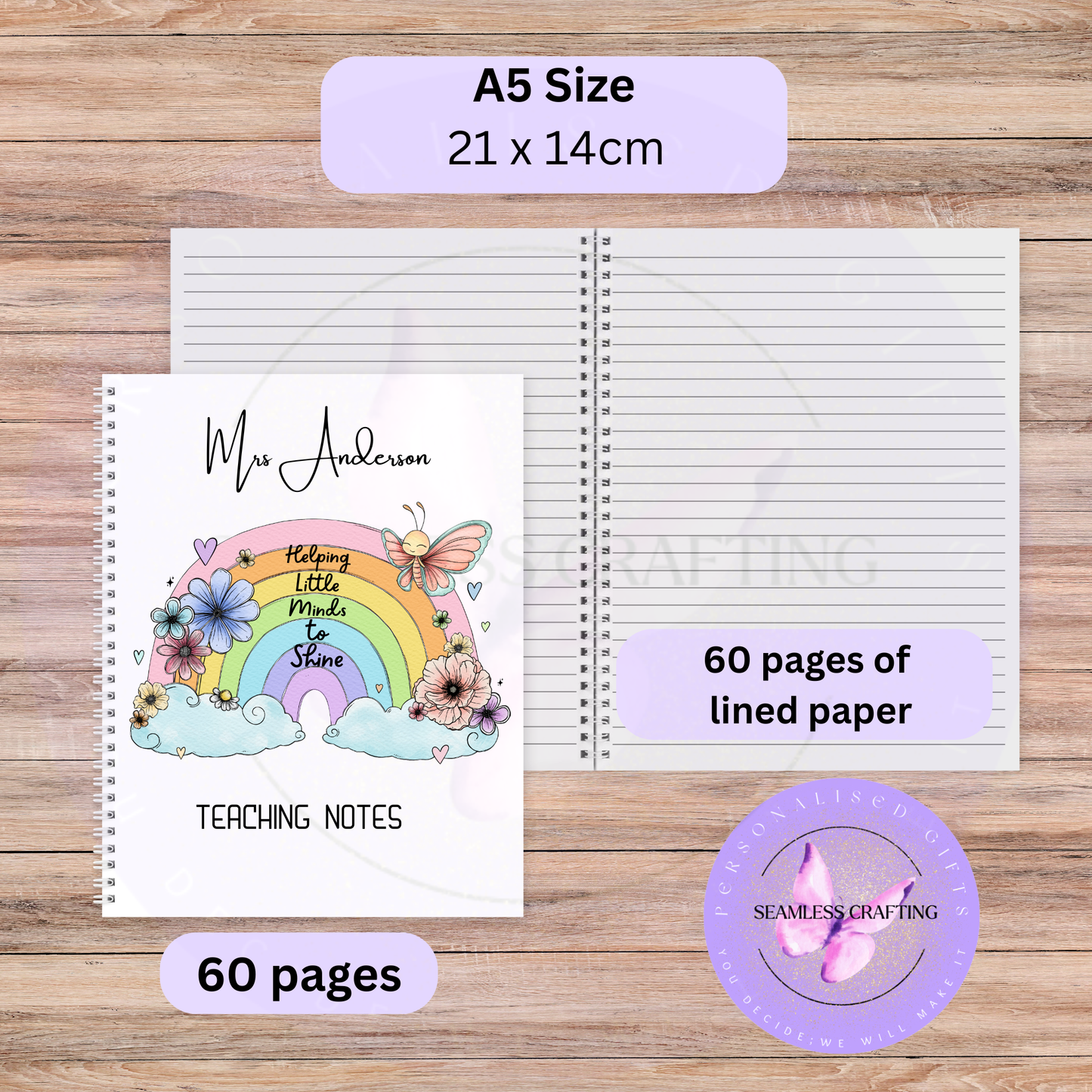 Thank you teacher personalised spiral notebook