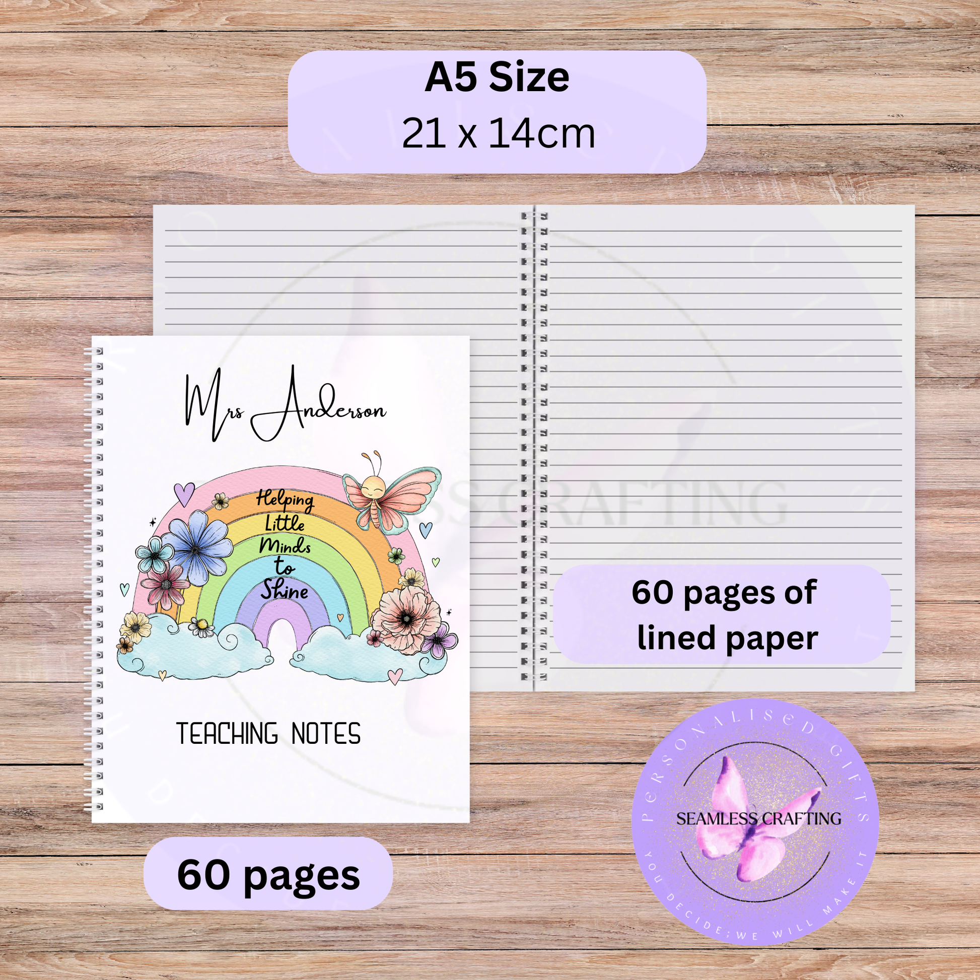 Thank you teacher personalised spiral notebook