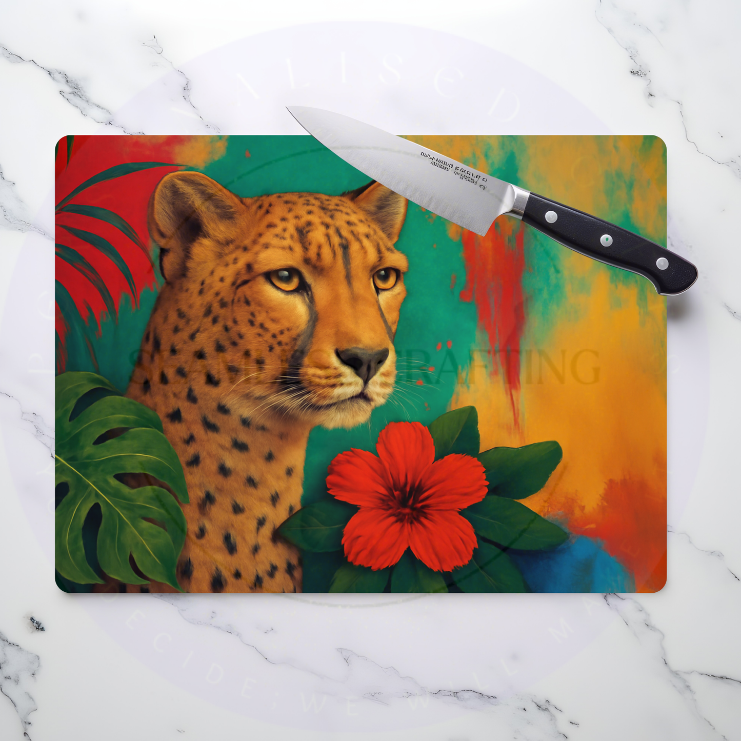 colourful glass cutting board animal design modern kitchen decor