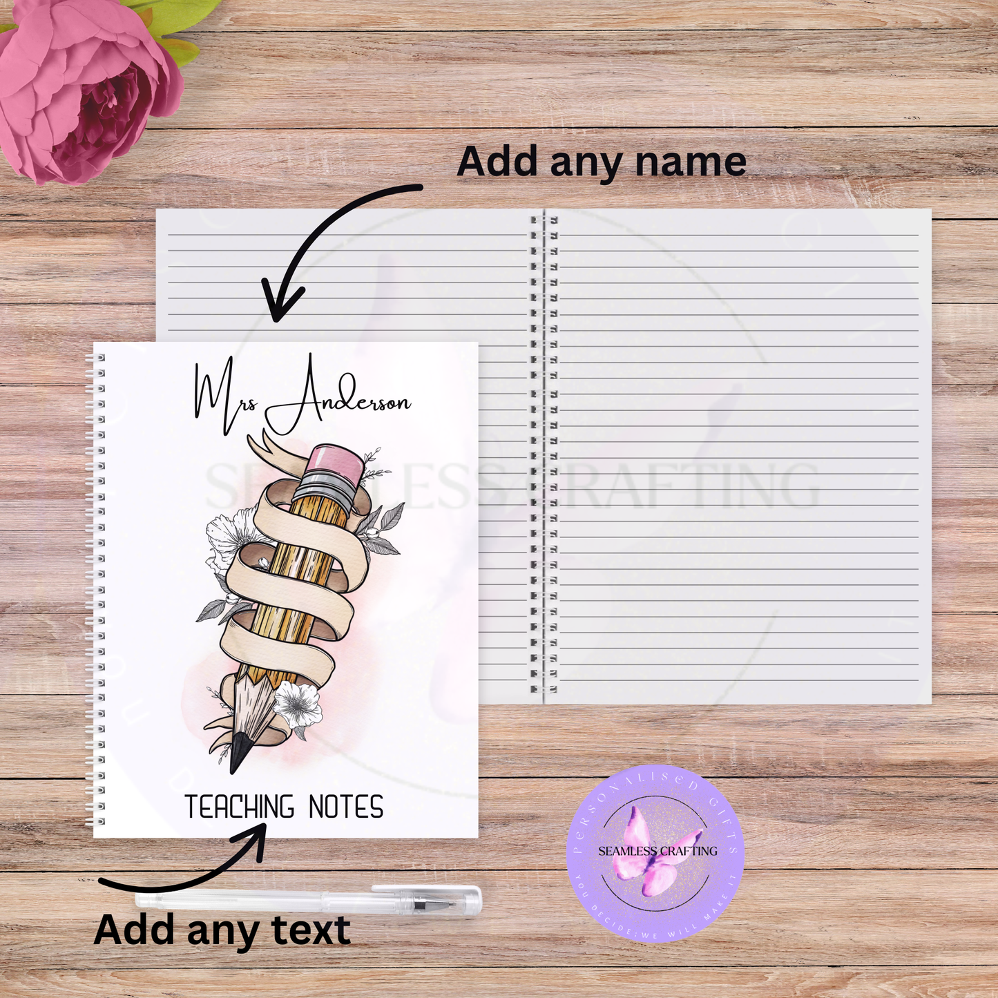 Personalised meeting notes notebook for teacher desk stationery gift
