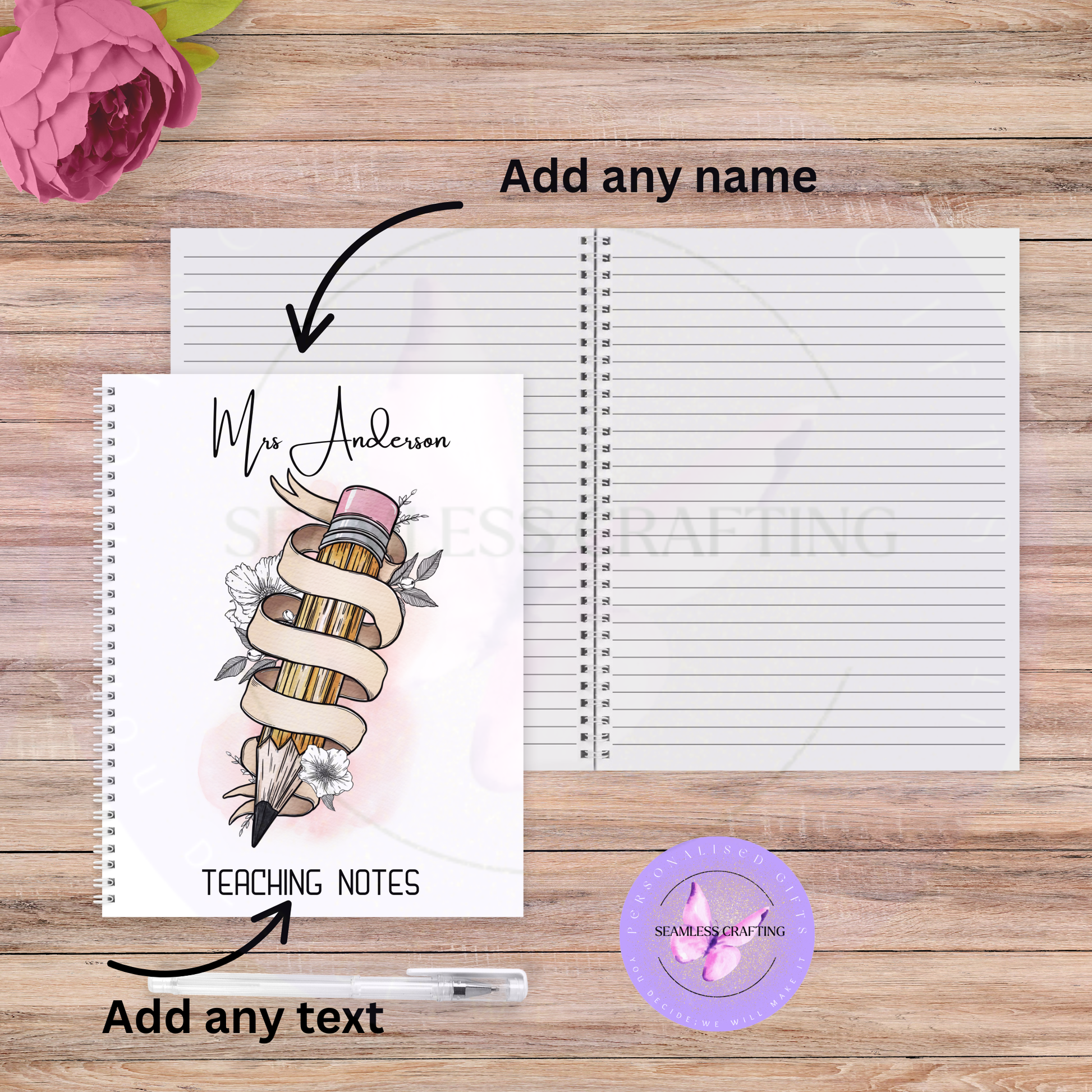Personalised meeting notes notebook for teacher desk stationery gift
