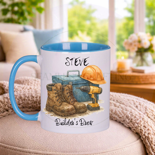 construction worker mug personalised dad gift builder coffee mug
