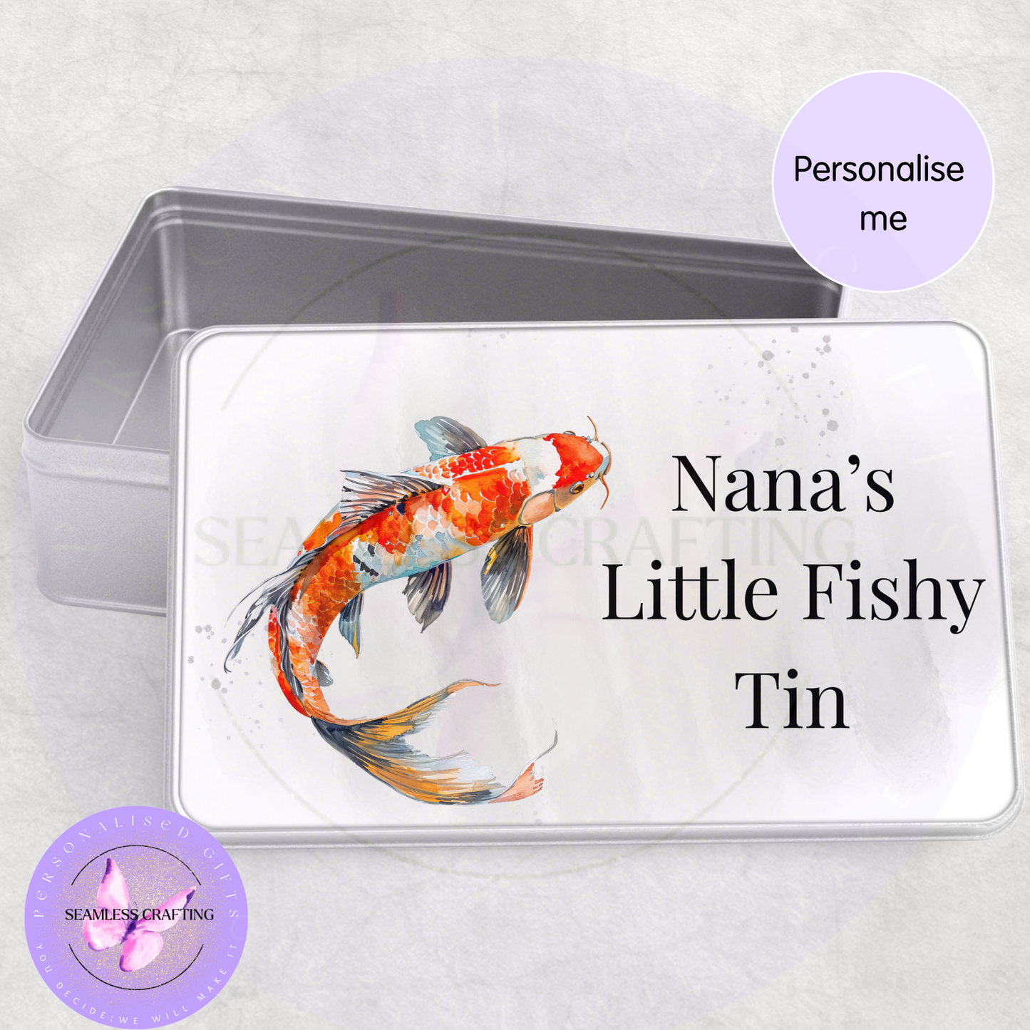 Custom fishing storage tin for dad grandad gift idea