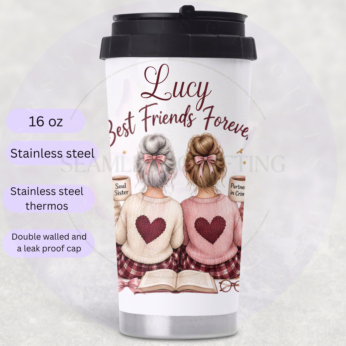 16 oz personalised best friend stainless steel thermos