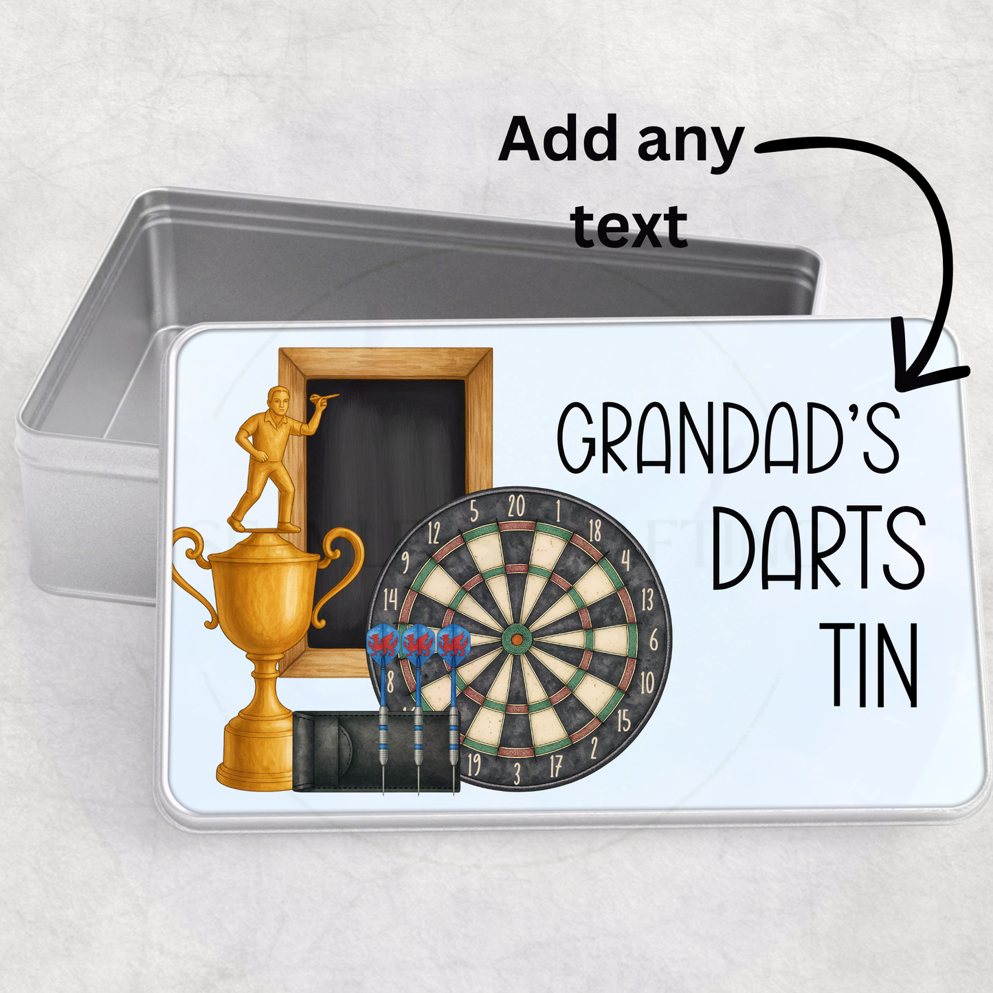 Personalised Darts Tin Gift for Dad | Custom Dart Storage Box | Dart Player Gift | Father’s Day Gift for Him | Snack Tin | Man Cave Gift