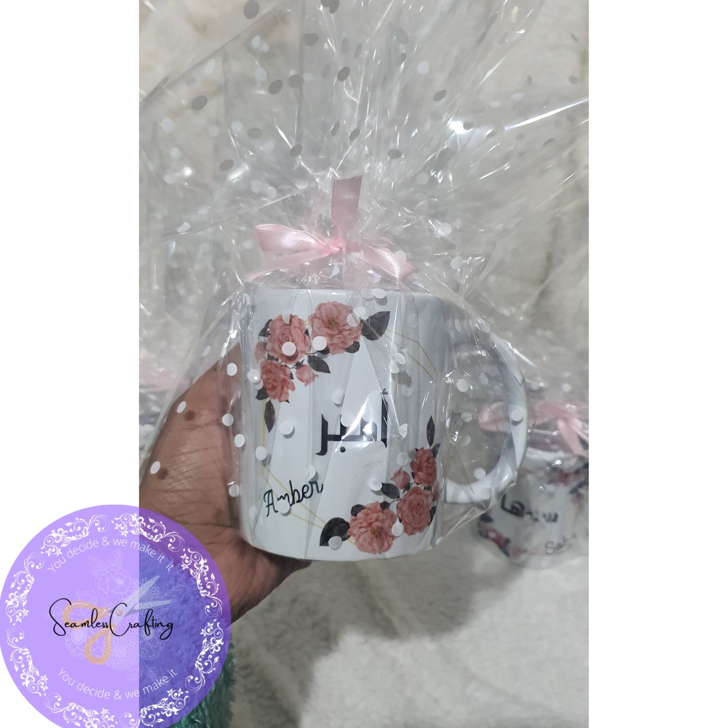 Personalised Arabic Name Mug, Islamic watercolor flowers, Custom Mug, Gift for her, Eid Gifts, Bride, Present, Friend Eid Gift