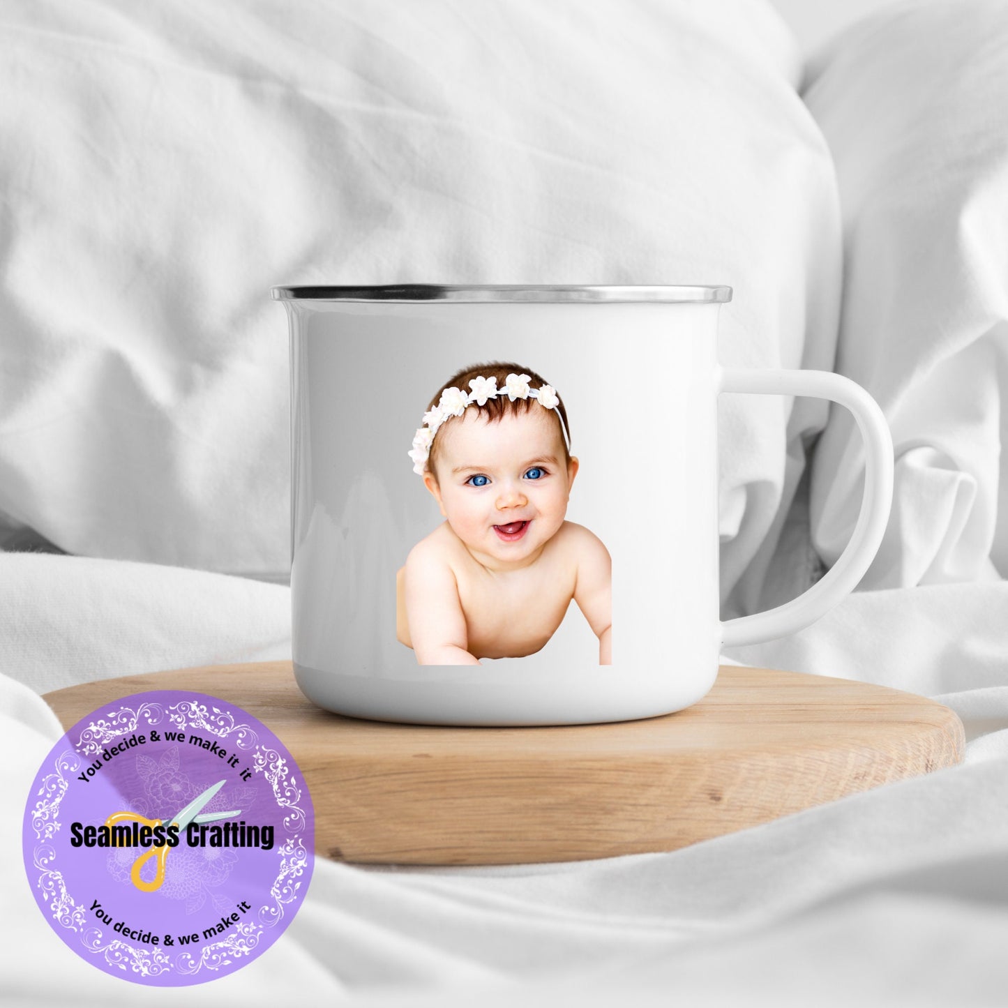 Personalised  Enamel Mug with any logo or image Anti- Shatter kids mugs Photo Mug Business logo bespoke enamel Mug Brand Business logo Mug