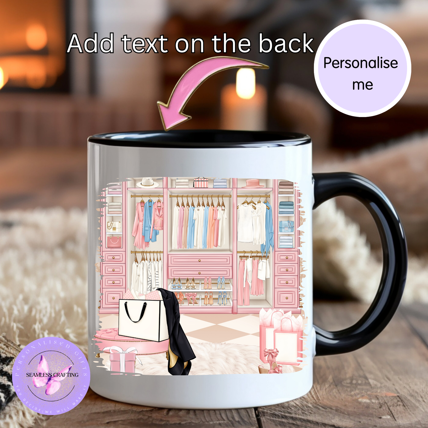 Personalised 18th,16th, 20th Birthday Mug or Travel Tumbler – Fashion Wardrobe Design | Custom Name Gift