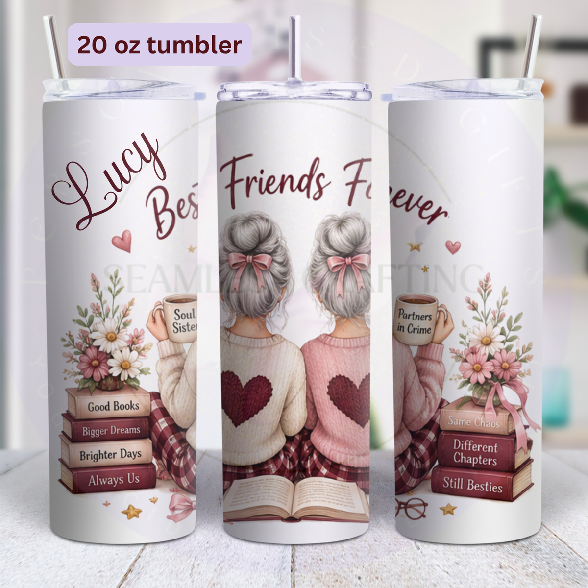 Personalised best friend 20 oz tumbler with straw and custom name