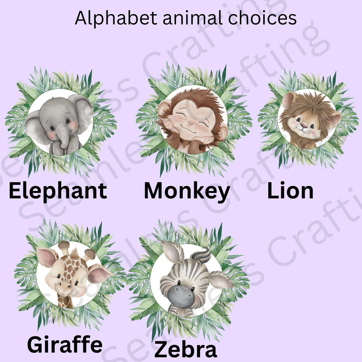 Personalised Jungle Animal Cushion – Custom Name Nursery Pillow – Elephant, Lion, Monkey – Kids Bedroom Decor 40×40cm