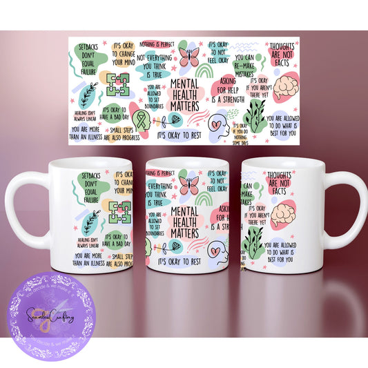 My Mental Health Matters Reminders  Cup, Mental Health Awareness, Positive affirmation self-love beer can Cersmic mug, all about me