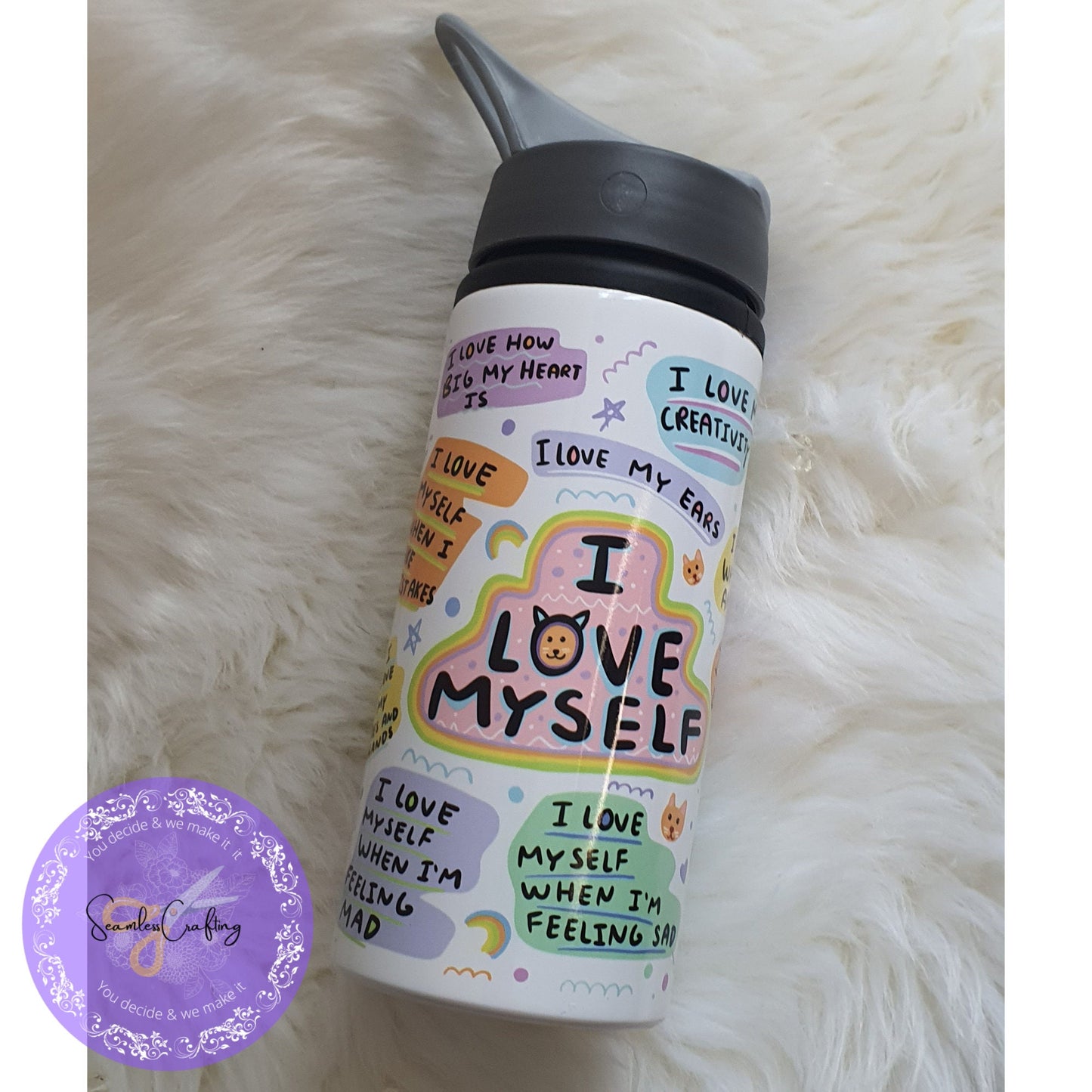 Personalised Kids Daily Affirmation Bottle, Tumbler, I love myself bottle, Hydration Kids Bottle, Boost Self-Esteem & Confidence, Lunch Box