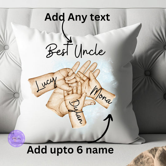 Personalised family hands Cushion, Father's day gift Pillow, Dad's team, Forever hands prints, add names, any text, Custommade decor present