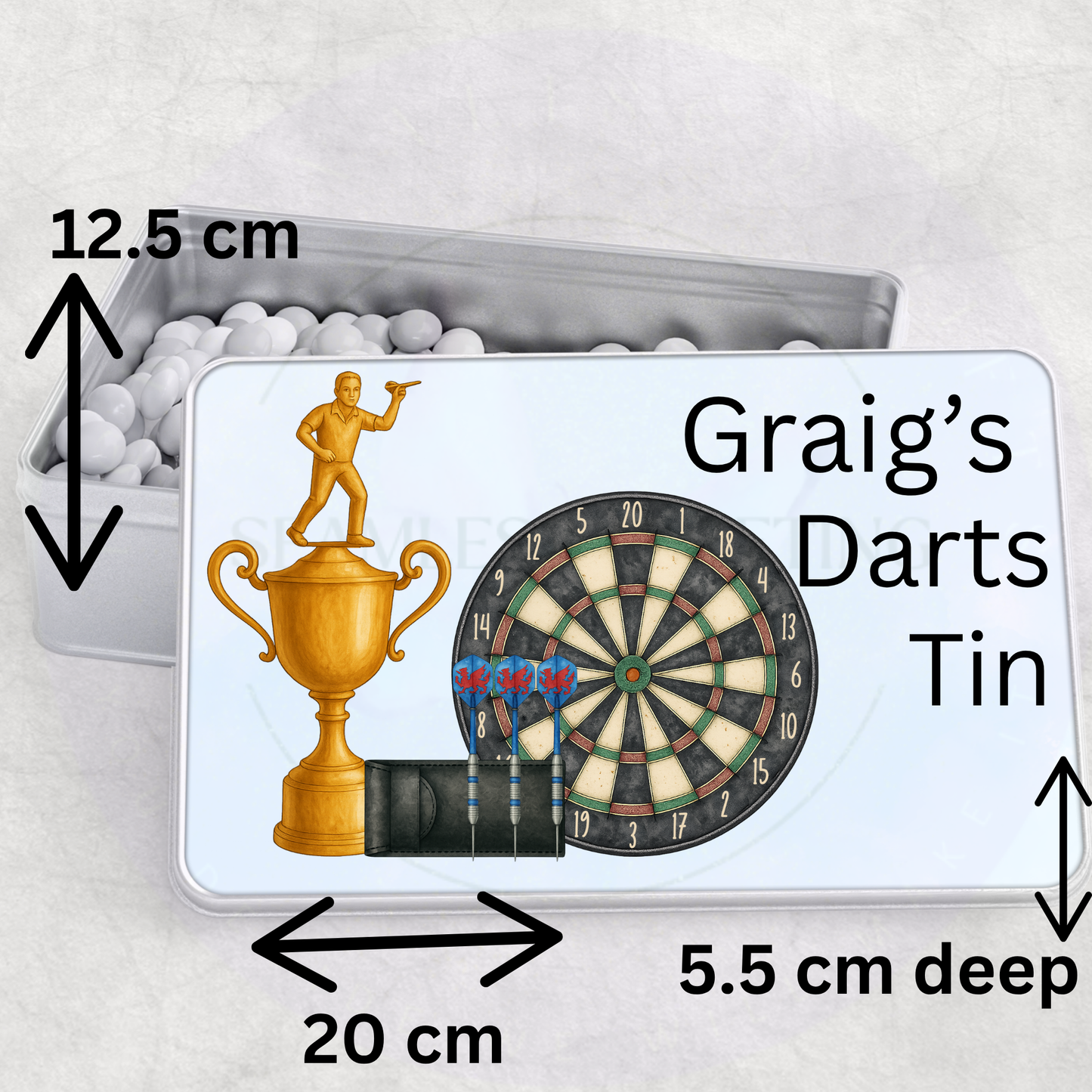 Personalised Darts Tin Gift for Dad | Custom Dart Storage Box | Dart Player Gift | Father’s Day Gift for Him | Snack Tin | Man Cave Gift