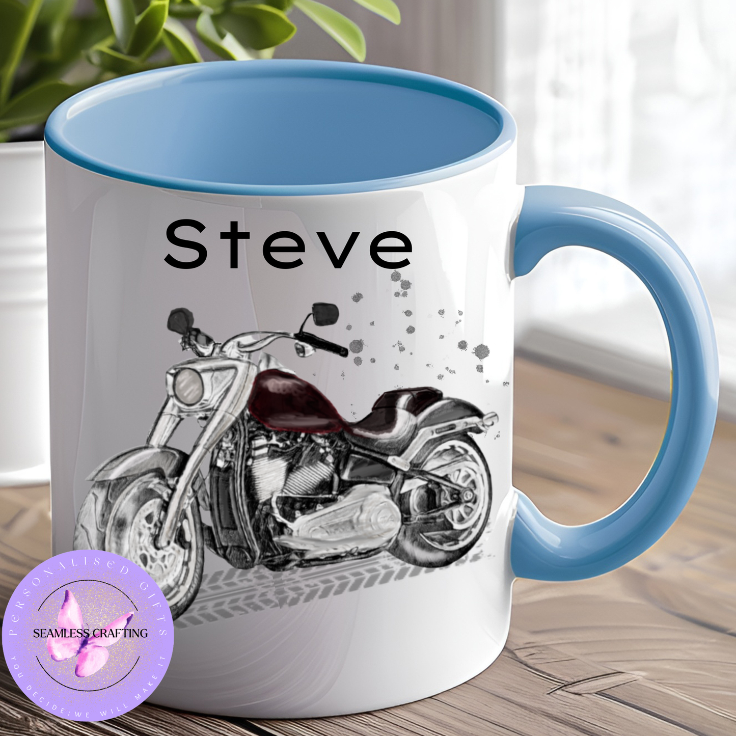 Personalised Motorbike Mug & Travel Mug – Custom Name Motorcycle Gift – 11oz Ceramic, 14oz Travel Mug or 16oz Thermal Tumbler