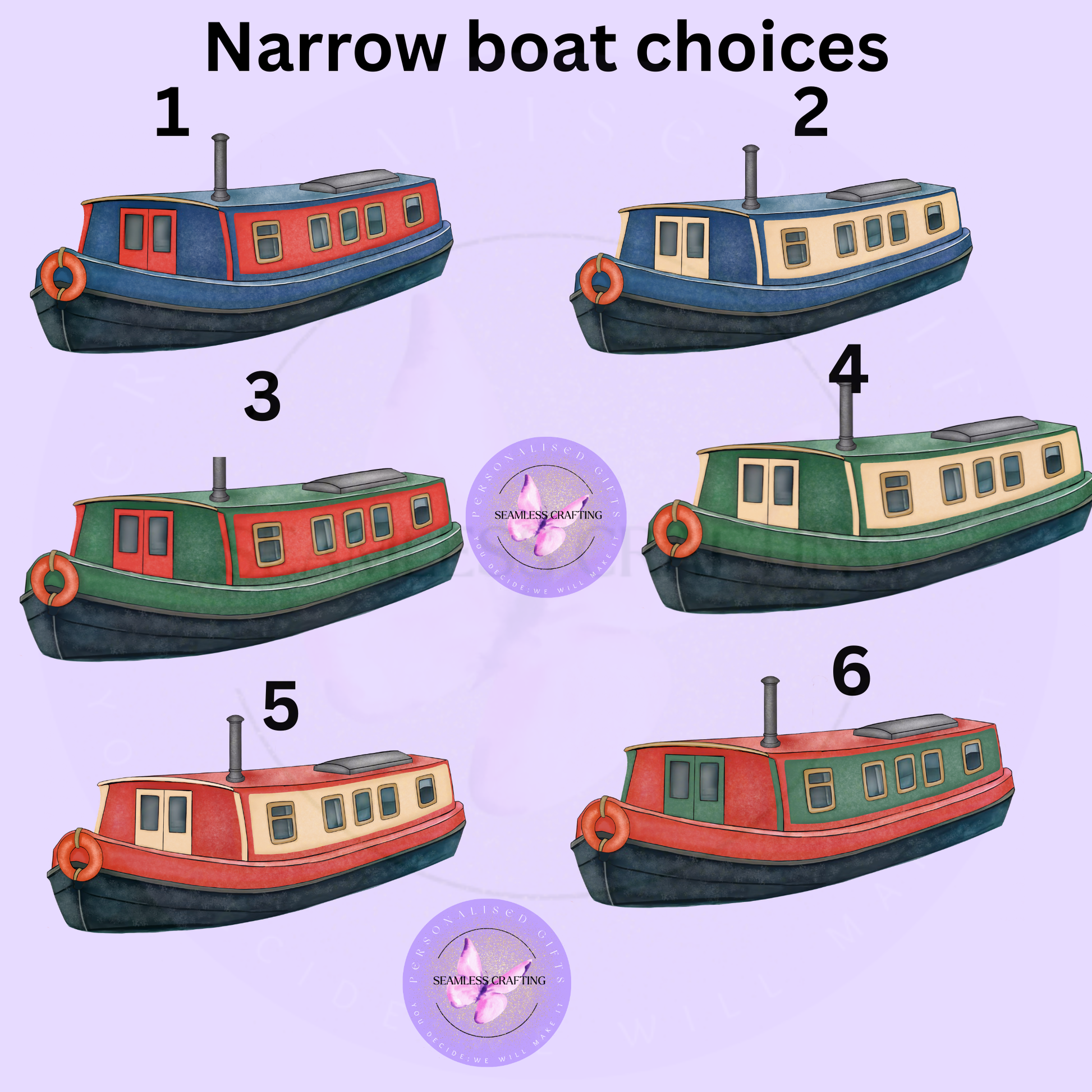 Six narrowboat design choices for personalised canal boat mug