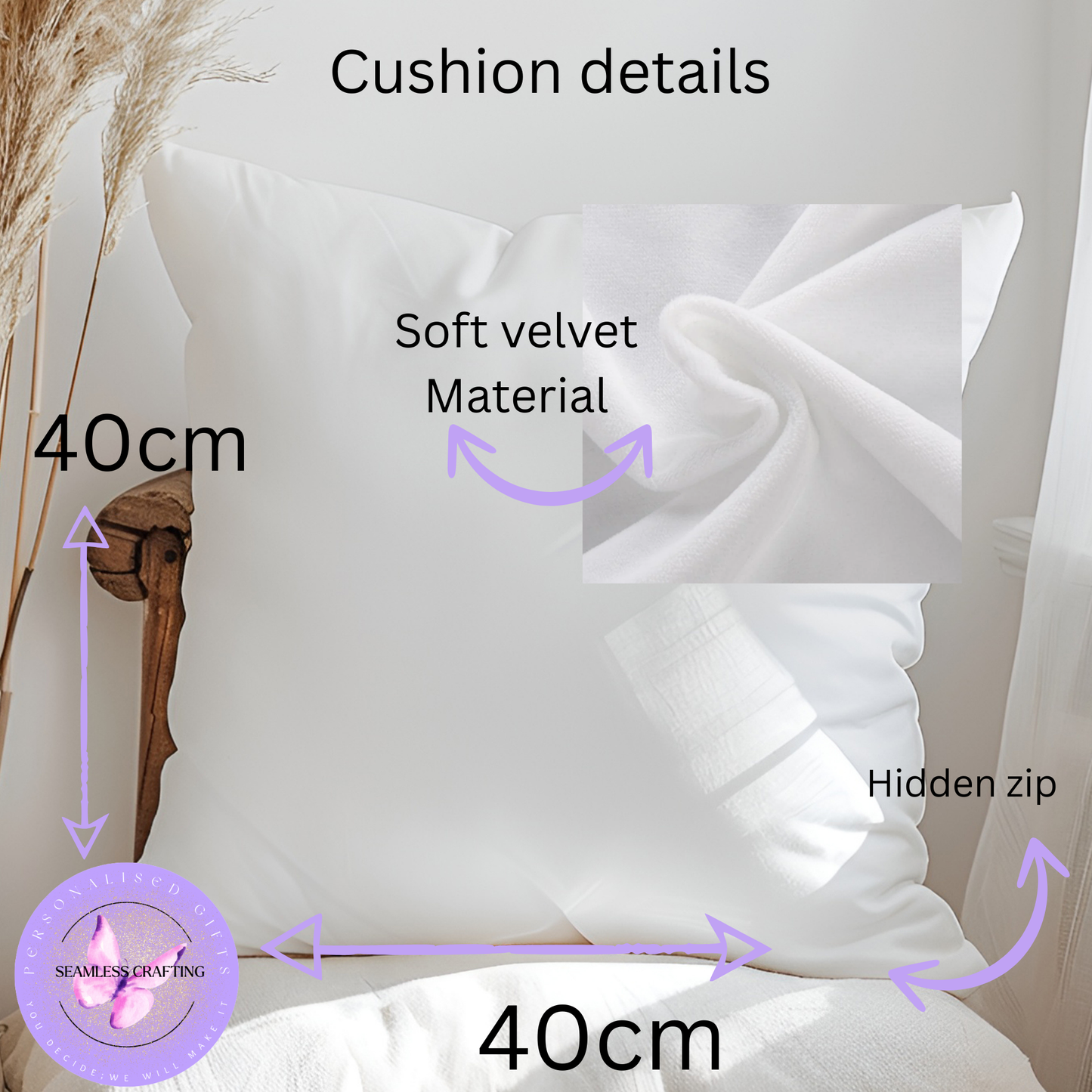 Personalised Jungle Animal Cushion – Custom Name Nursery Pillow – Elephant, Lion, Monkey – Kids Bedroom Decor 40×40cm