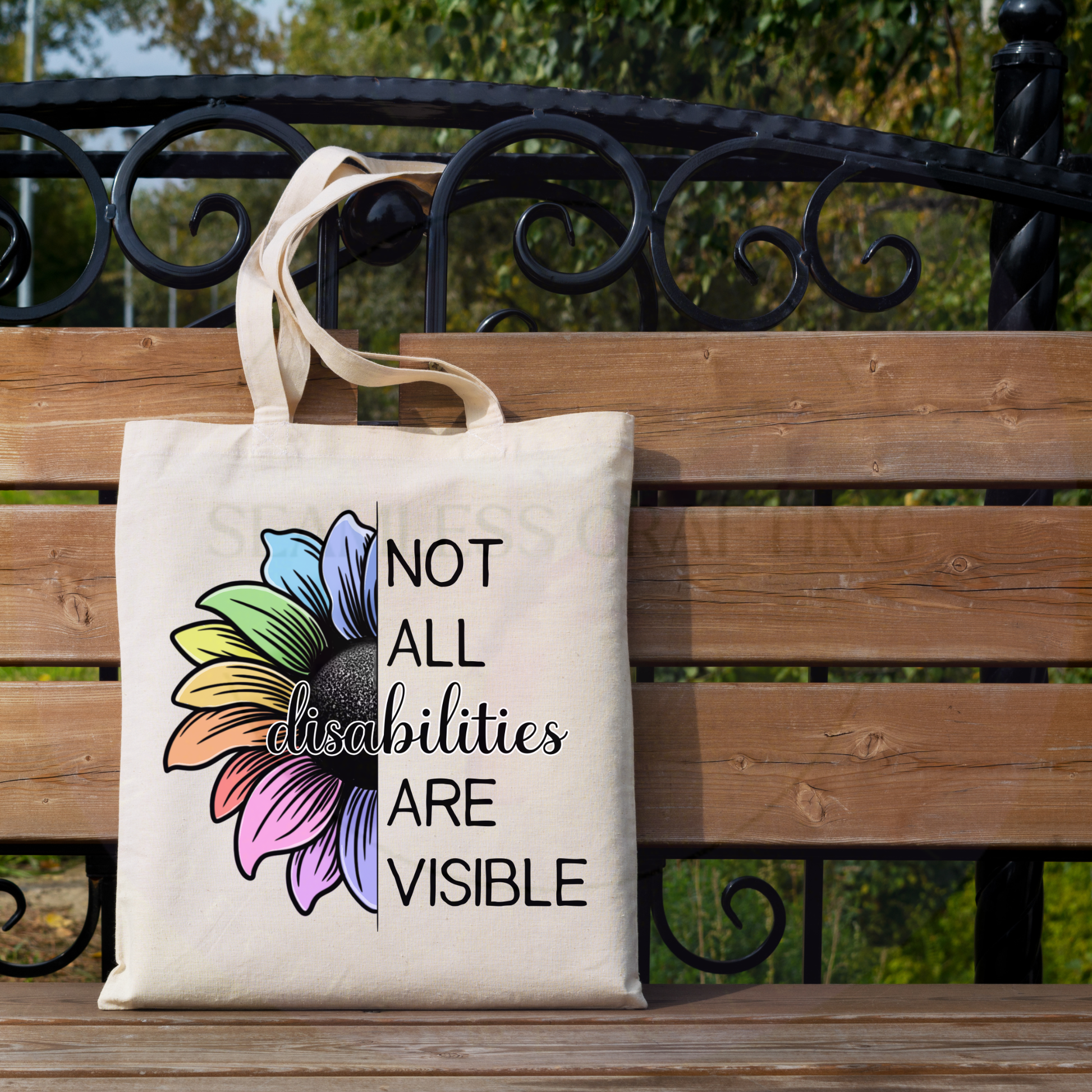 Reusable canvas tote bag for disability awareness
