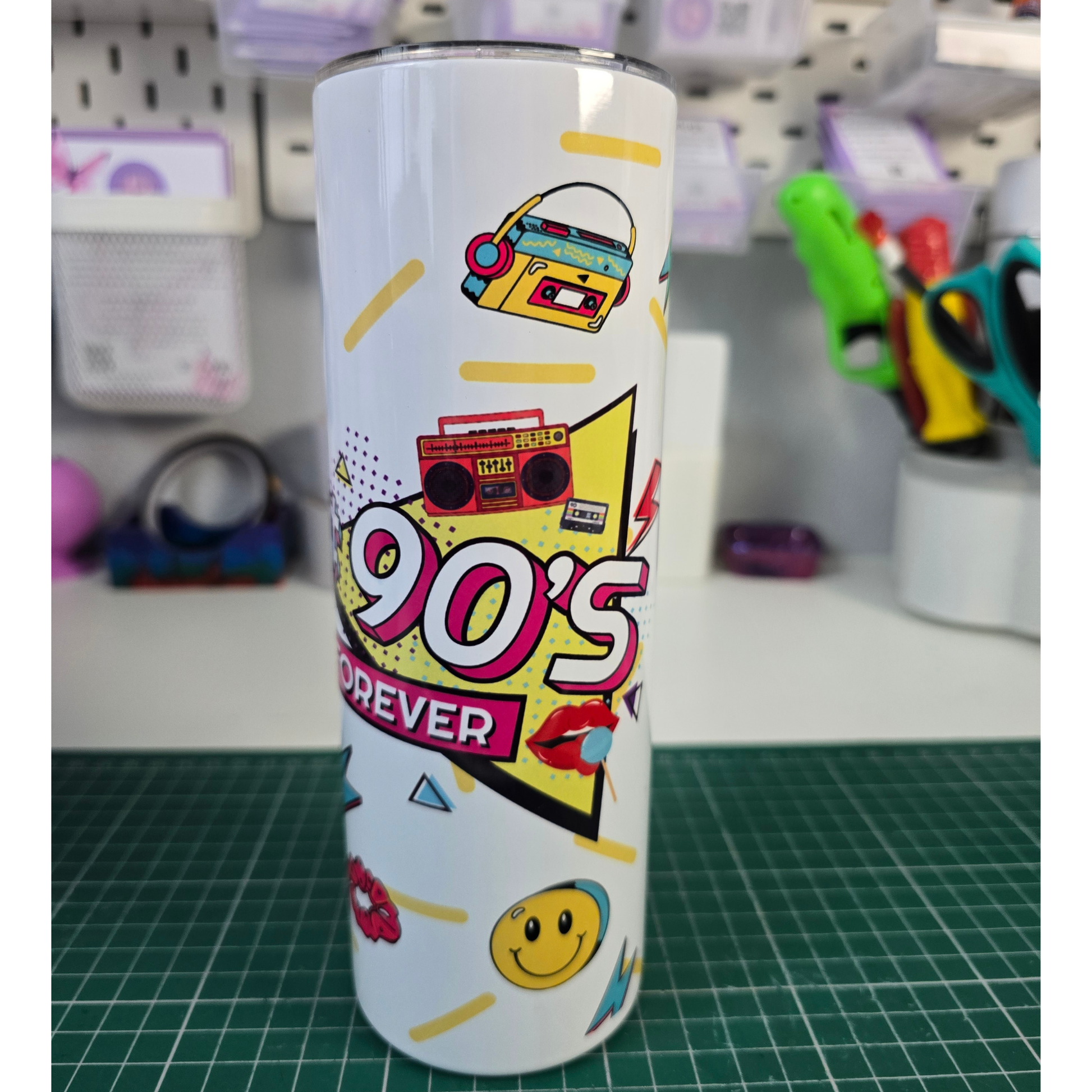 20oz 90s tumbler with metal straw retro aesthetic drinkware gift bright design