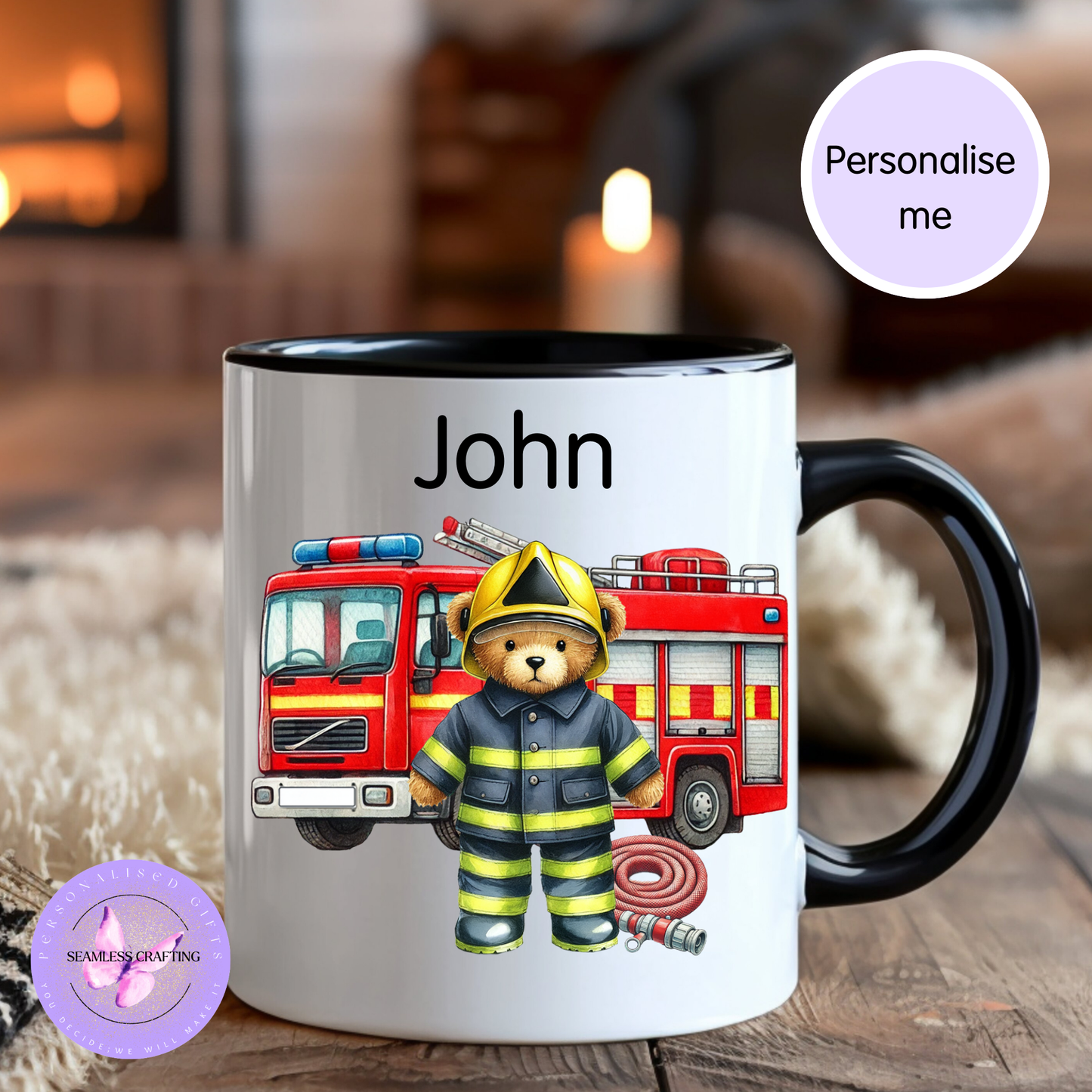 Fire service personalised mug available in ceramic and travel options
