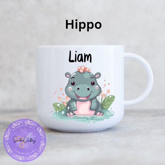 Personalised Child's Unbreakable Mug Animal Safari, Toddler Plastic Cup, Gift For Kids, Birthday Gift For Children, Small Cup 6 oz kids cup