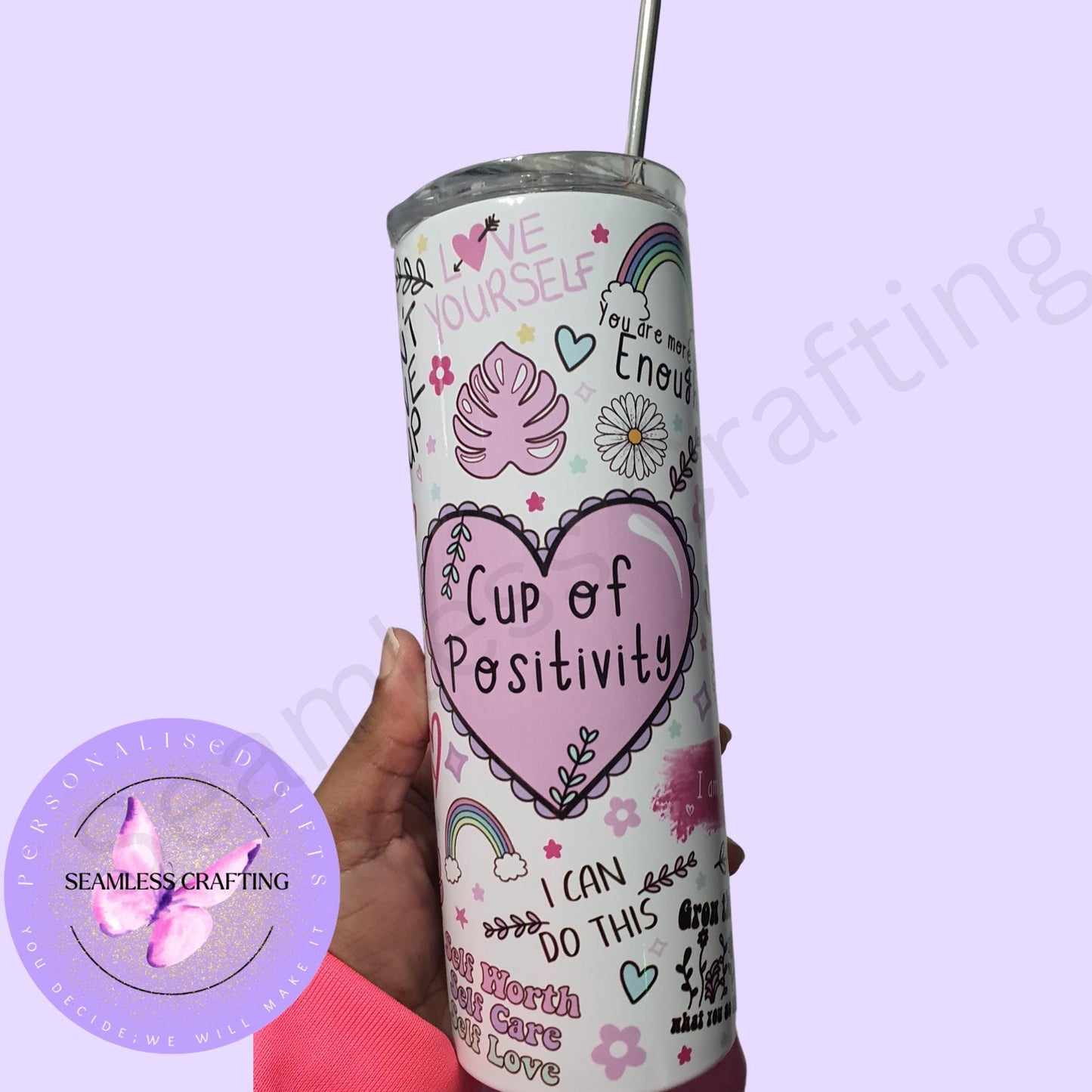 Daily Manifestation Positive Reminders Tumbler Cup, Mental Health Awareness, Positive affirmation self-love  travel mug, All About me