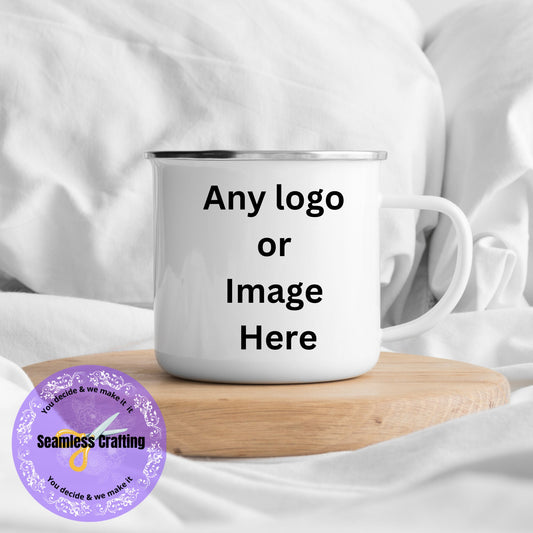 Personalised  Enamel Mug with any logo or image Anti- Shatter kids mugs Photo Mug Business logo bespoke enamel Mug Brand Business logo Mug