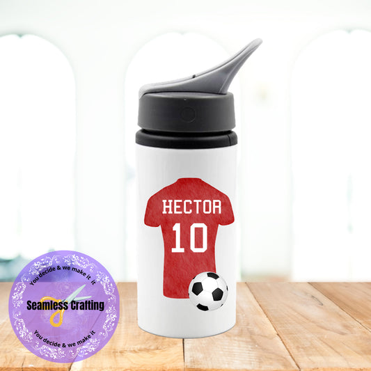 Personalised Sport Bottle,Personalised Footballer bottle,Gift For Him, UK Football Team, Football Training, School Bottle, Footballer