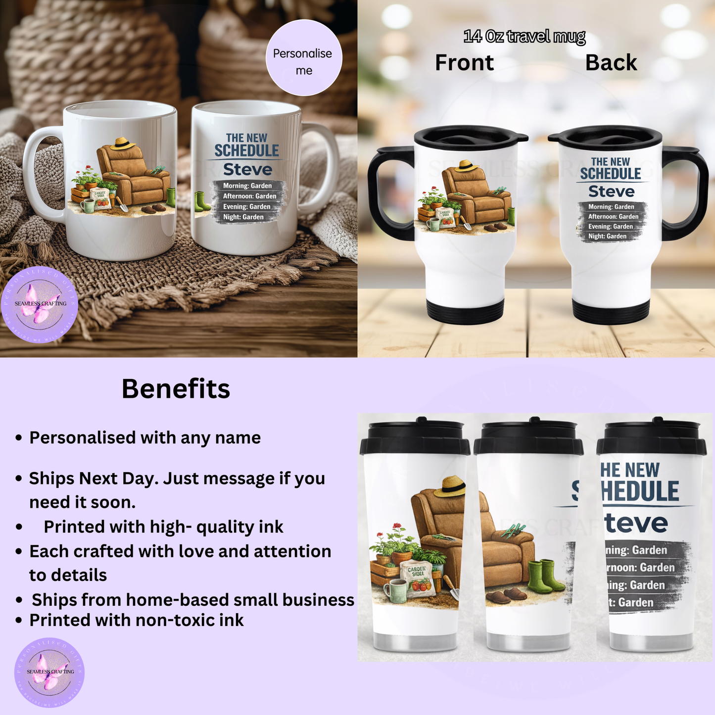Personalised retirement mug for men gardening gift set travel mug and ceramic options custom name funny present