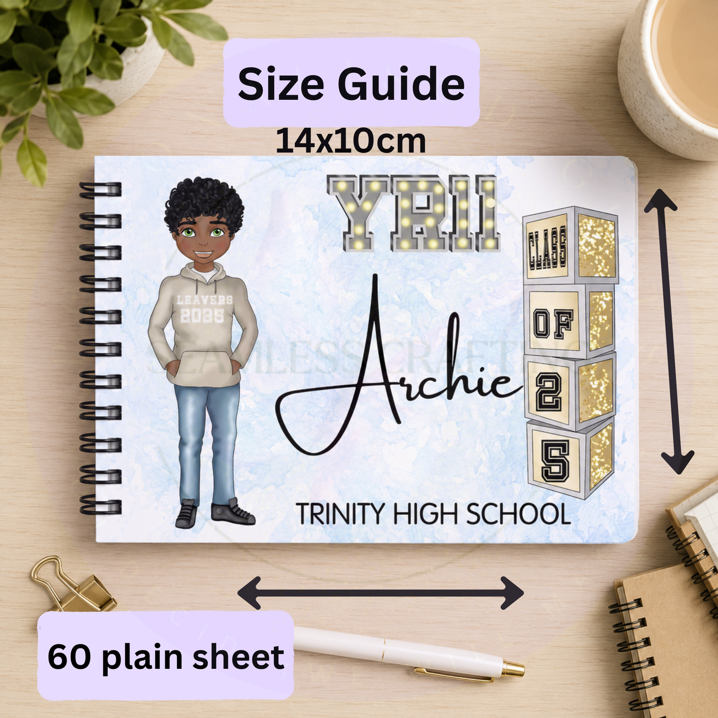 Personalised Boys School Leavers Book – Front Character View | Custom Year 6 or Year 11 Autograph & Memory Keepsake