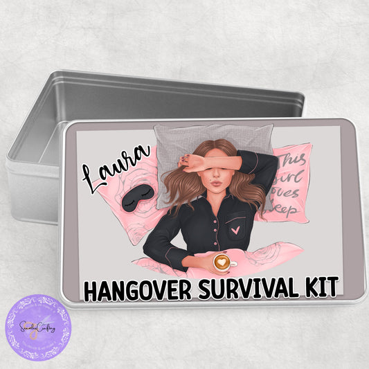 Personalised Hangover Tin, Recovery supply Storage, Novelty Metal Tin, Aluminium Tin, Morning After Tin, Survival Box, Keepsake Tin Gift