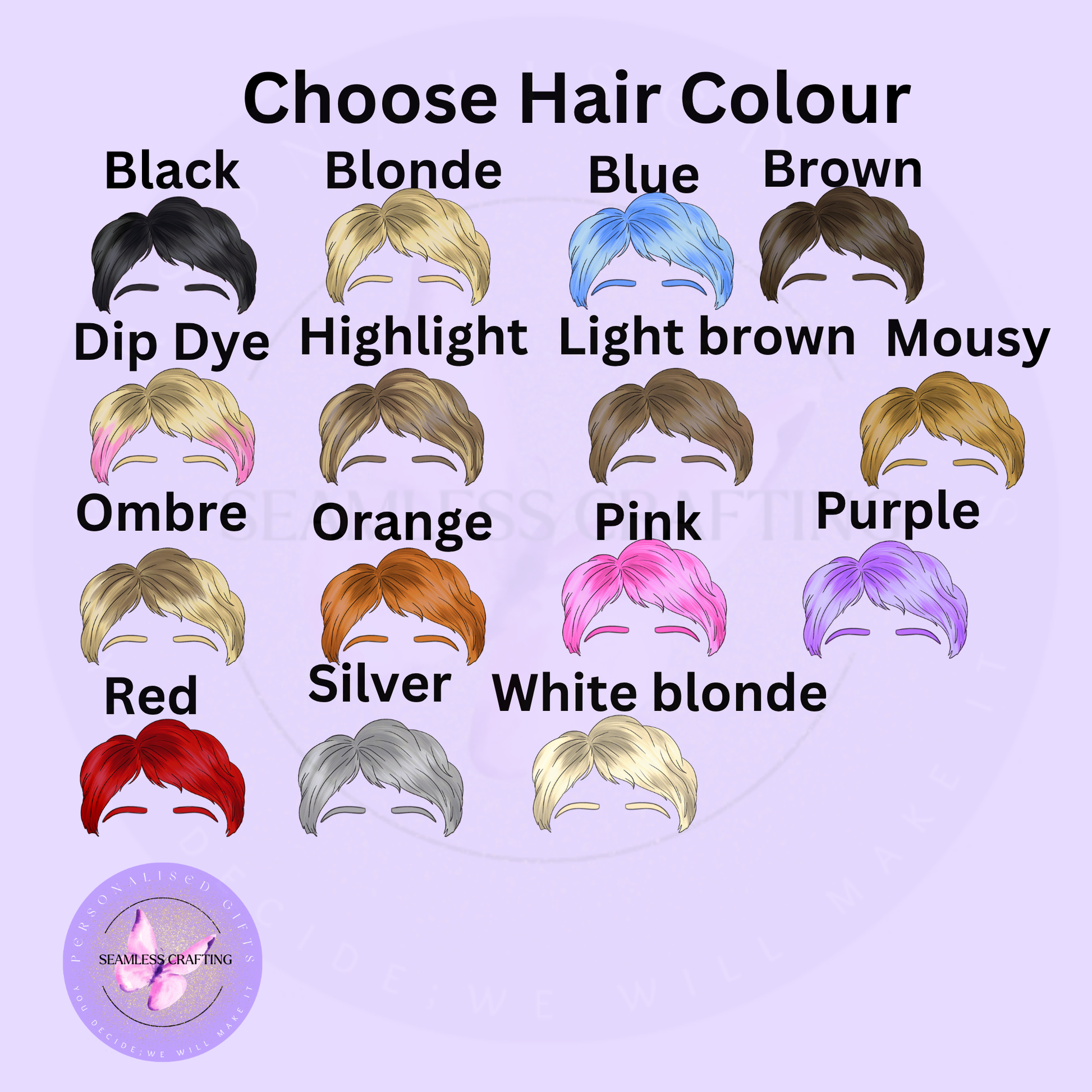 choose hair colour options personalised character custom jute bag design avatar personalisation choices