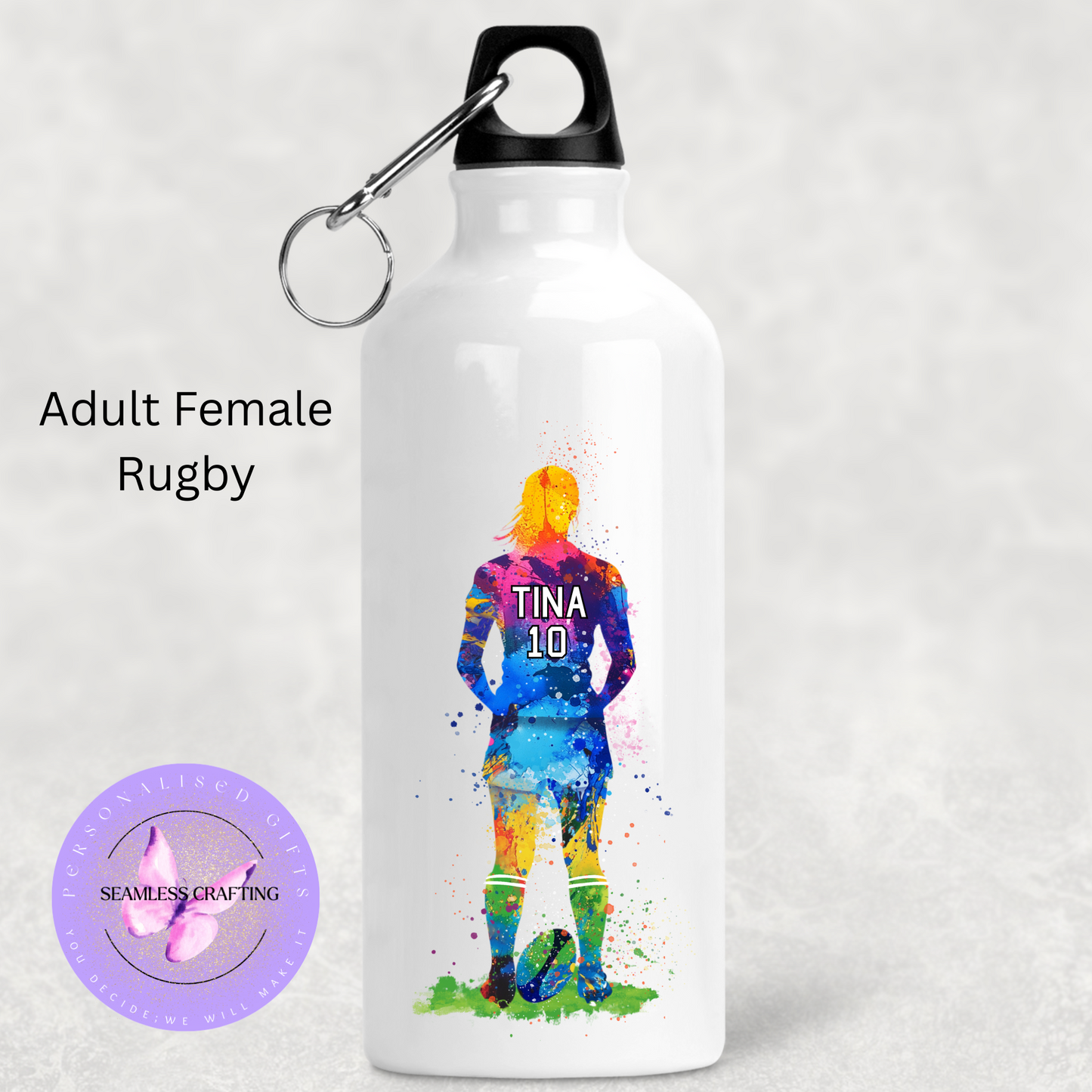Personalised 400ml Sports Water Bottle – Watercolour Design | Custom Martial Arts, Dance, Football, Rugby, Horse Riding & More | Small UK Business