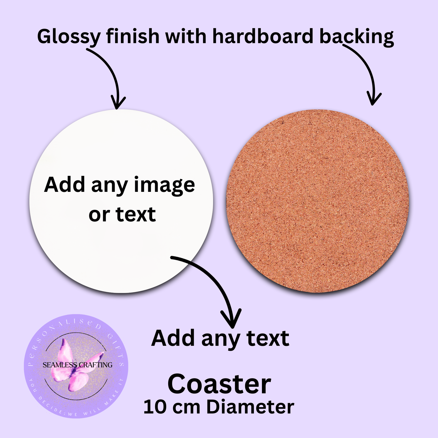 Personalised Photo Coaster or Rock Slate Coaster | Custom Image & Text Gift | Gloss Hardboard or Slate | 10cm | Memory & Keepsake Gift