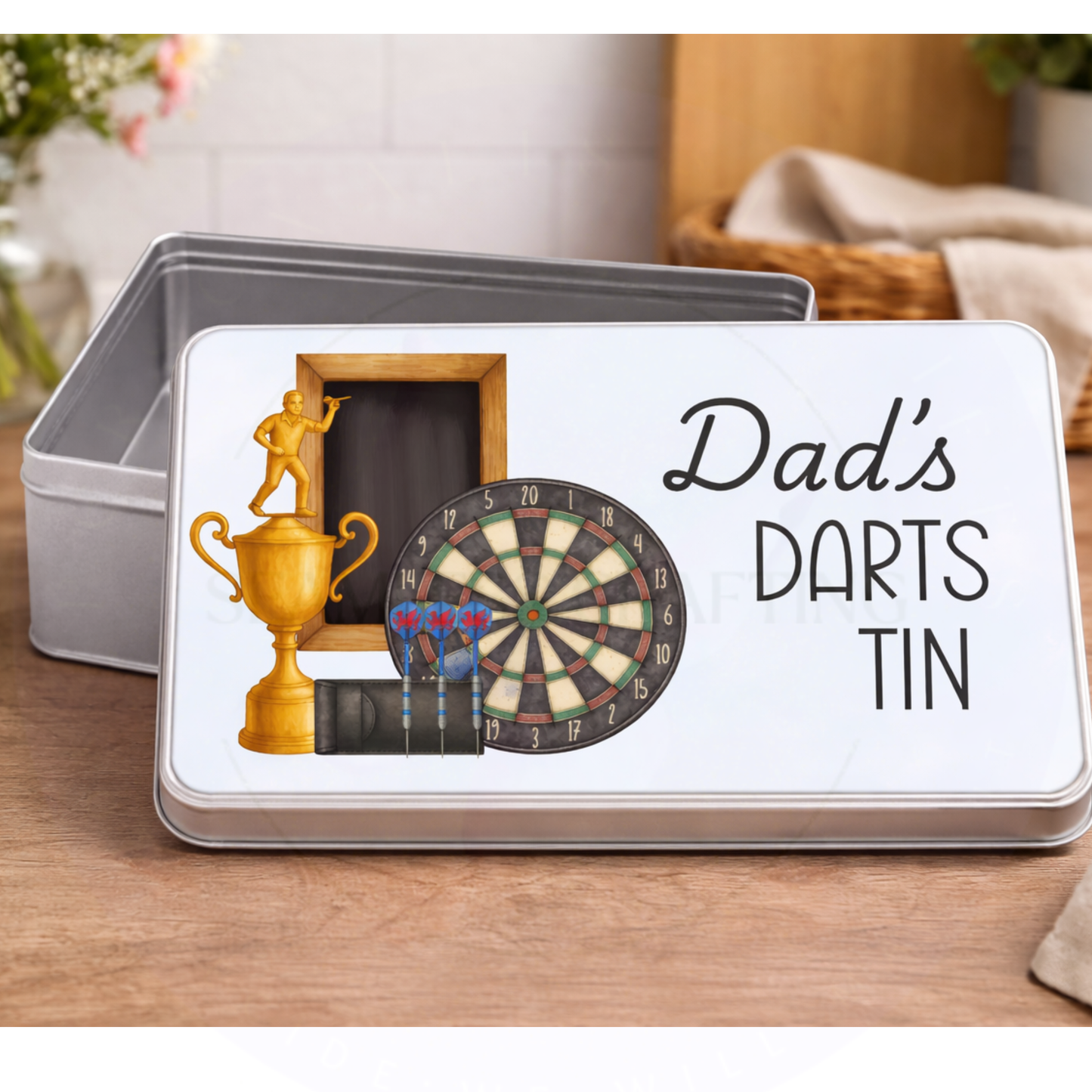 Personalised Darts Tin Gift for Dad | Custom Dart Storage Box | Dart Player Gift | Father’s Day Gift for Him | Snack Tin | Man Cave Gift