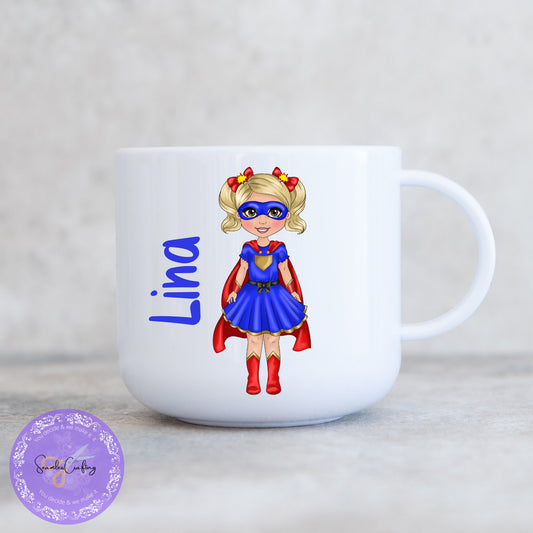 Personalised Child's Unbreakable Mug, Kids Plastic Mug, Super Hero Kids Cup, Gift For Birthday, Training Cup For Kids, Hot Chocolate Cup