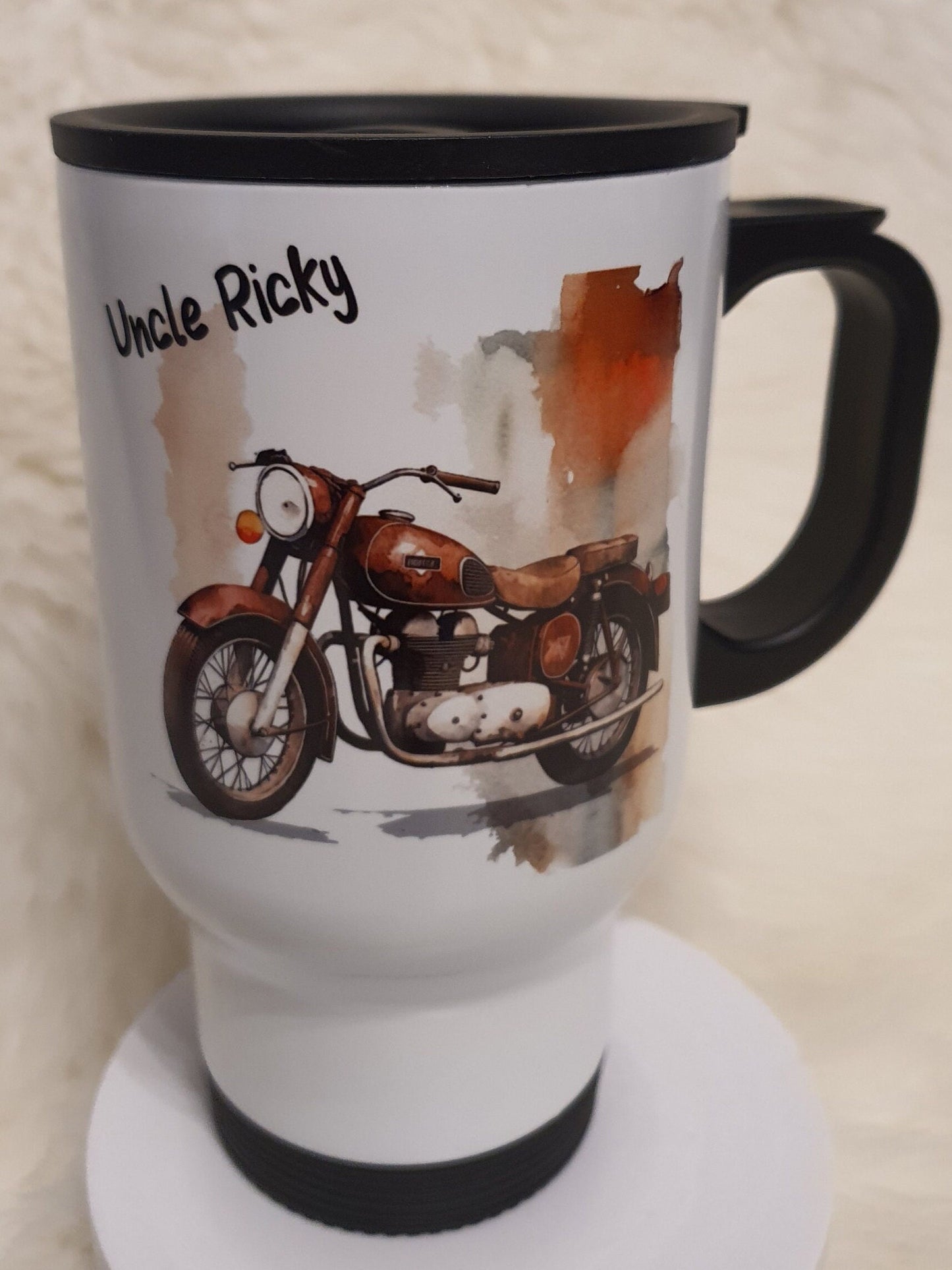 Personalised Hot Drink Travel mug Father's Day Gift, Custom Travel Mug, Motorcycle Gift for Him, Photo Travel Mug, Stainless Steel cup