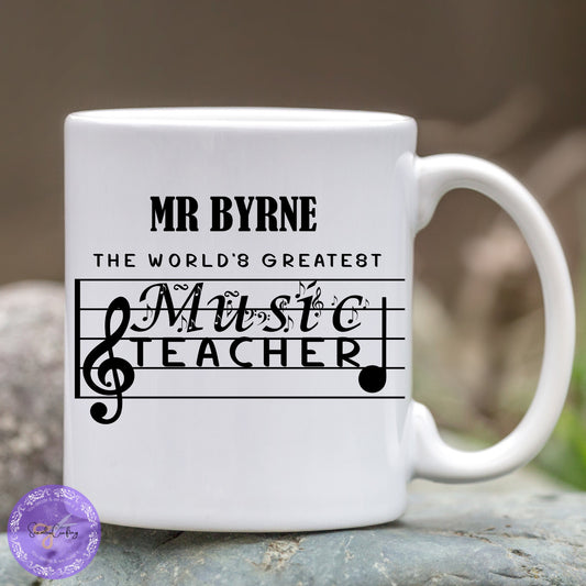 Personalised Music Teacher Gif Mug, Music Note Mug, Teacher appreciation gift mug, Musician Gift Cup, Music Lover, Gift For Music Teacher