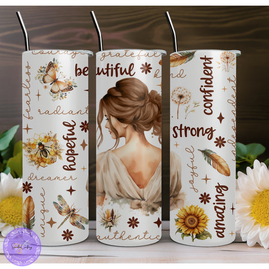 Inspirational Tumbler cup, Self-care, Gratitude, self-love, Different hair colours, Daily motivation, wellbeing tumbler, Mental Health
