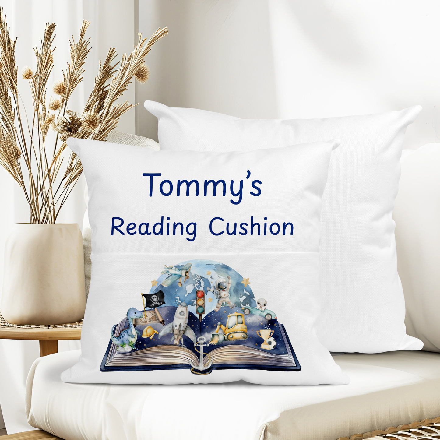 personalised book cushion for kids bedroom decor