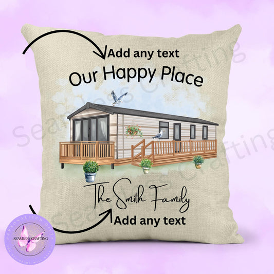 Personalised Static Caravan gift, Custom any text & names, Campervan holiday gift, Static owners ornament, cushion presents, New home gift