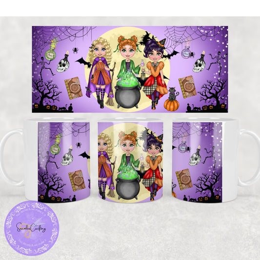 Personalised Witch Sisters mug, Custom Witches mug, Witches & Cauldron Mug, Halloween Witches Mug, Gift for her, witchy lover cup,
