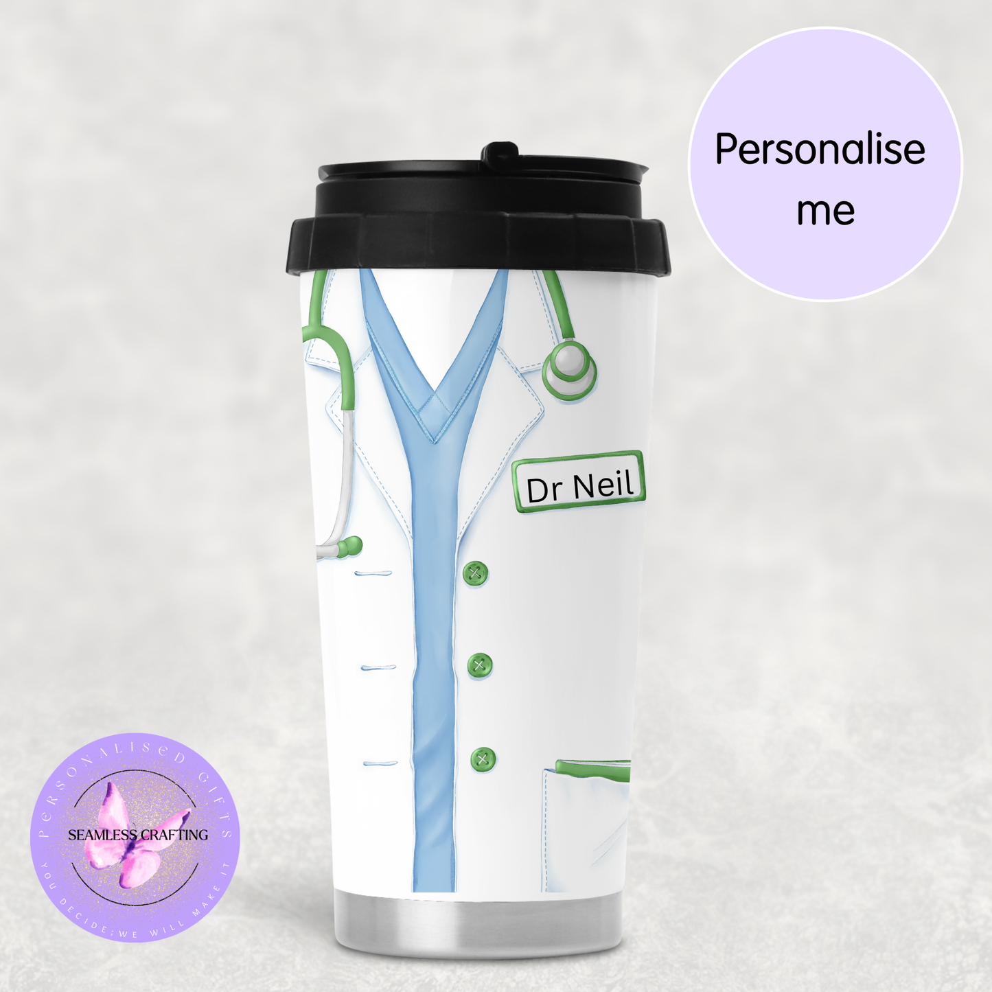 Personalised Doctor Mug & Travel Cup – Custom Name Medical Gift for GP, Nurse, Student Doctor