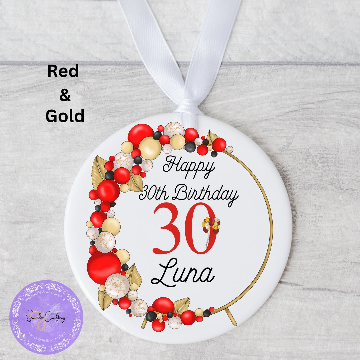 Personalised Ceramic Ornament Balloon Arch Birthday Gift, Custom any age ornament Balloon Arch, Memorable Keepsake Wedding, Birthday Gift