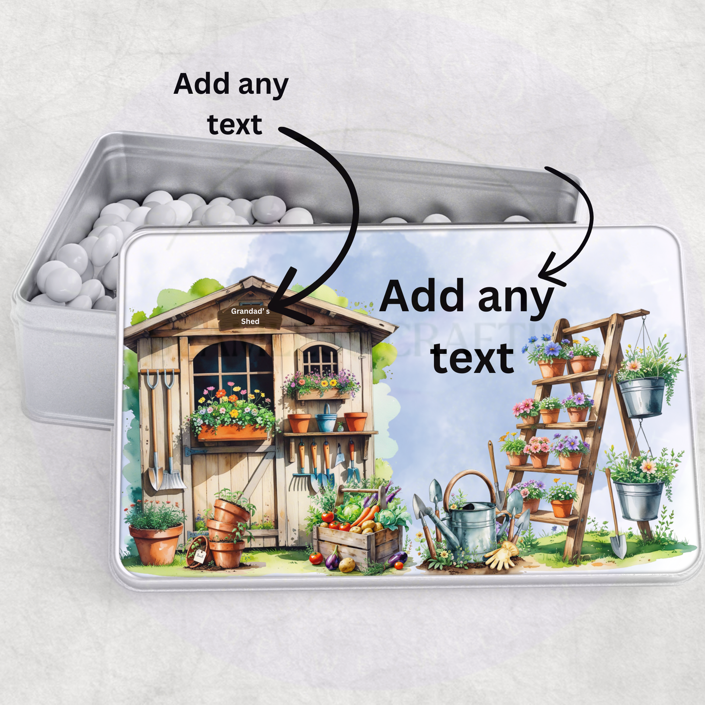 Personalised seed tin for gardeners with custom name